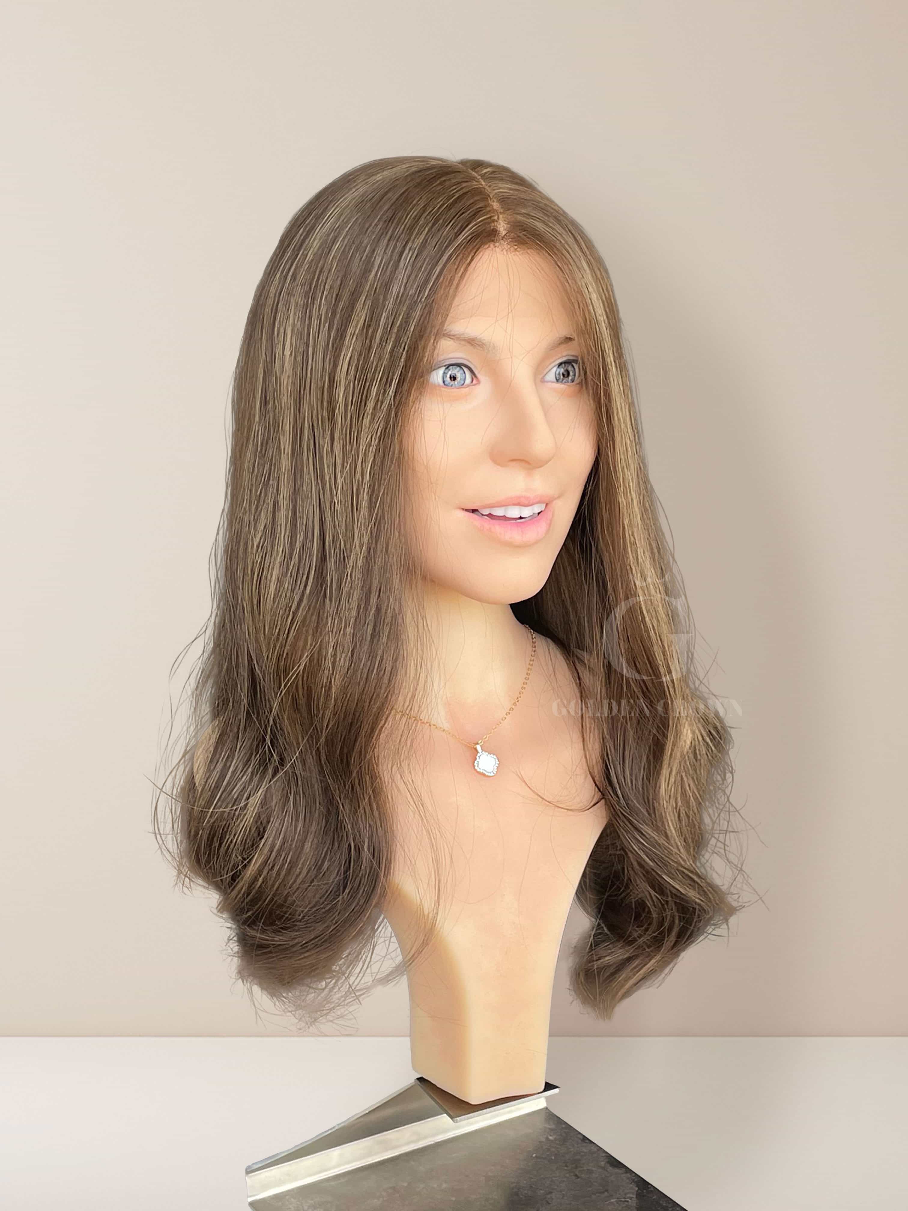 Luna Lace Top Base 100% Human Hair Wigs Front View GoldenCrownWigs.com